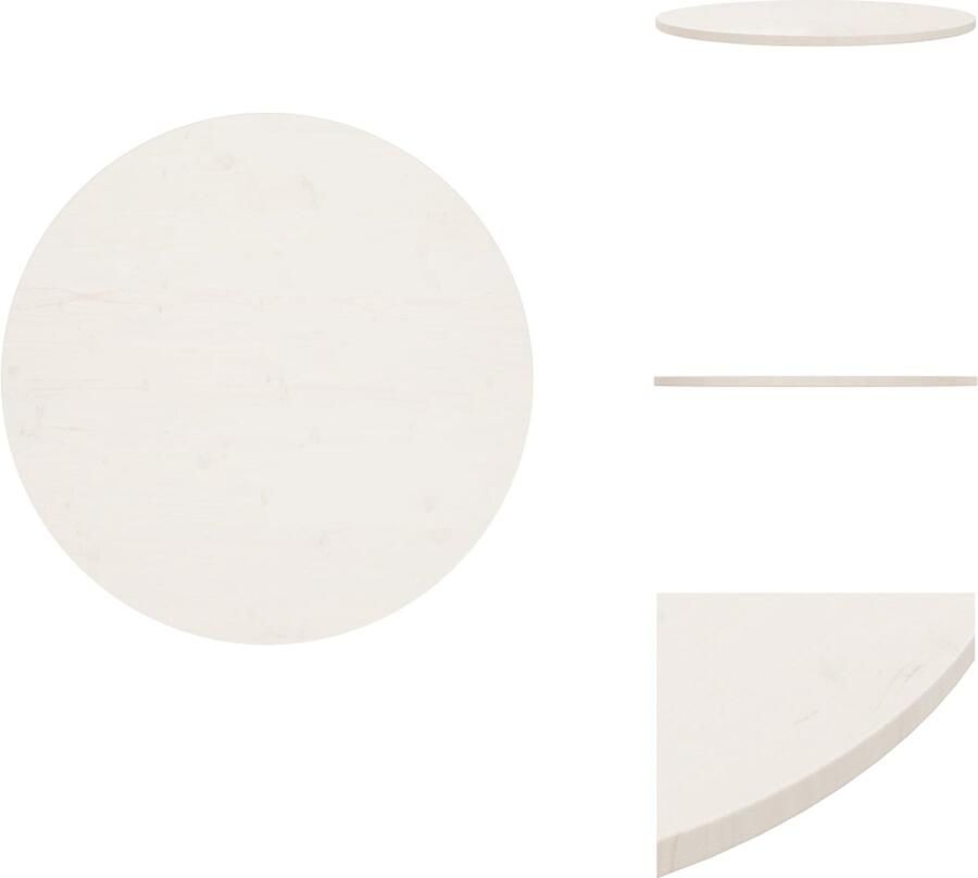 VidaXL Tafelblad Tafelbladen Houten Tafelblad Rond Tafelblad Ø90x2 5 cm massief grenenhout wit
