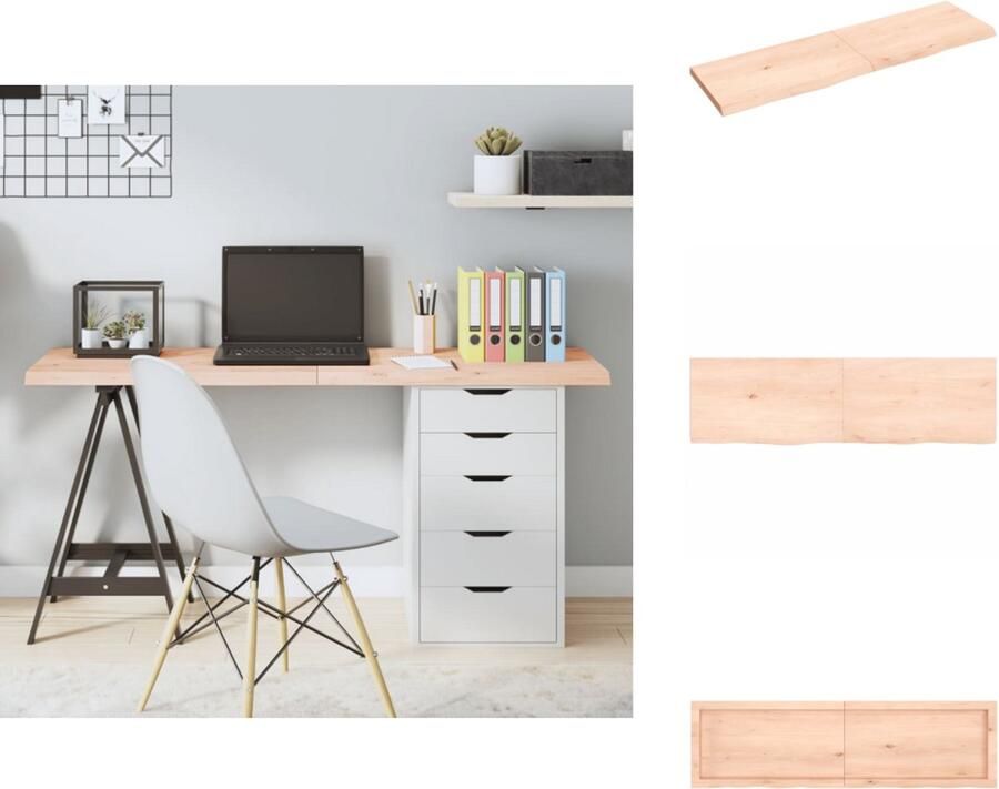 VidaXL Tafelblad Tafelbladen Plank Houten Tafelblad 140x40x(2-4) cm onbehandeld massief eikenhout