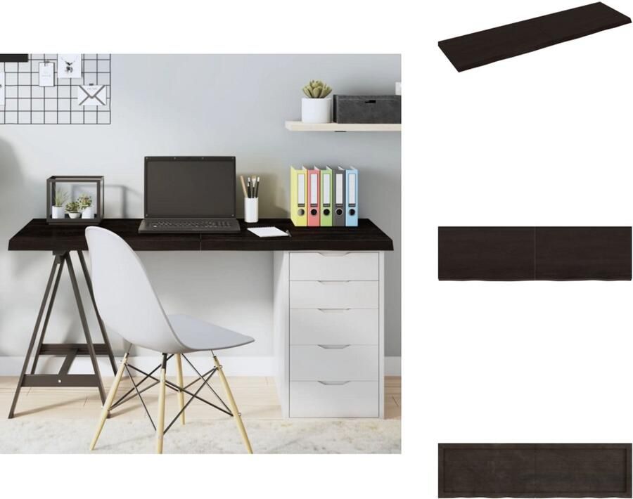 VidaXL Tafelblad Tafelbladen Plank Houten Tafelblad 140x40x(2-4)cm behandeld eikenhout donkerbruin