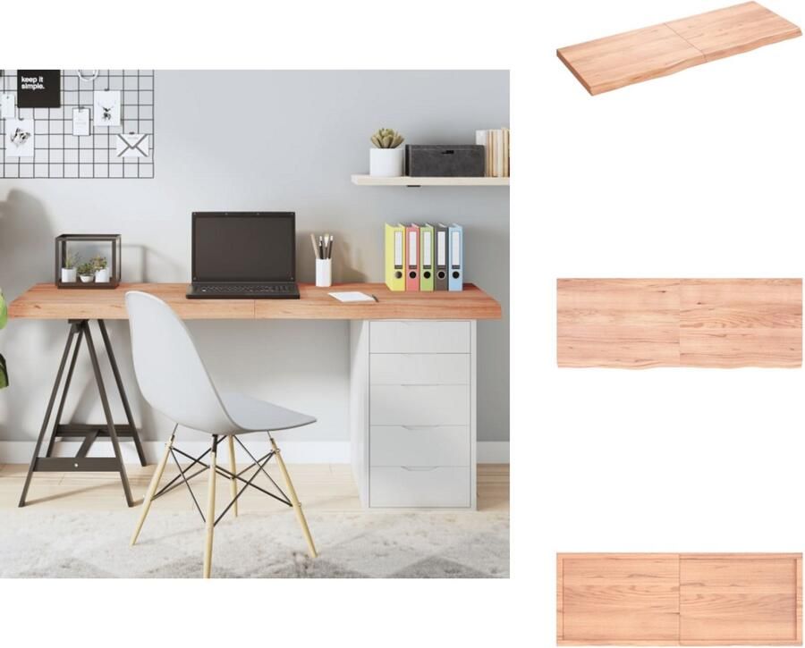 VidaXL Tafelblad Tafelbladen Plank Houten Tafelblad 160x60x(2-6)cm behandeld massief eikenhout lichtbruin