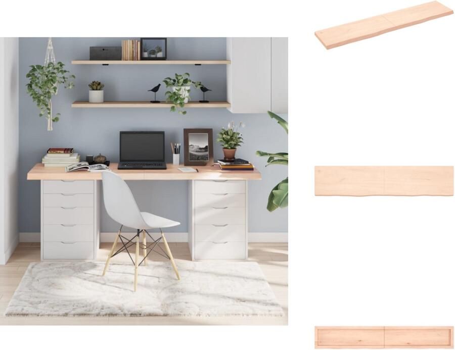 VidaXL Tafelblad Tafelbladen Plank Houten Tafelblad 180x40x(2-6) cm onbehandeld massief eikenhout