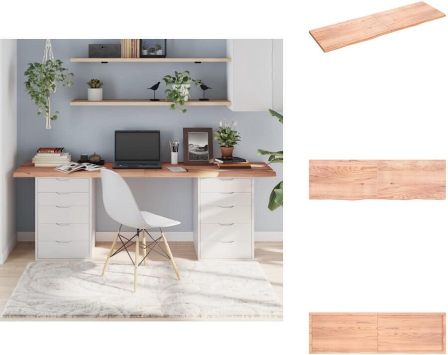 VidaXL Tafelblad Tafelbladen Plank Houten Tafelblad 200x60x(2-4)cm behandeld massief eikenhout lichtbruin