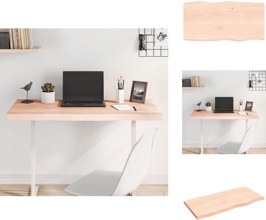 VidaXL Tafelblad Tafelbladen Plank Houten Tafelblad natuurlijke rand 100x50x(2-4) cm massief eikenhout