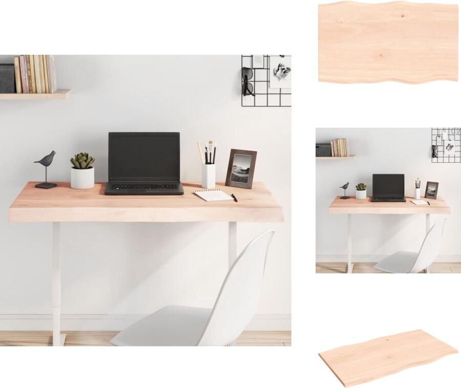 VidaXL Tafelblad Tafelbladen Plank Houten Tafelblad natuurlijke rand 100x60x2 cm massief eikenhout
