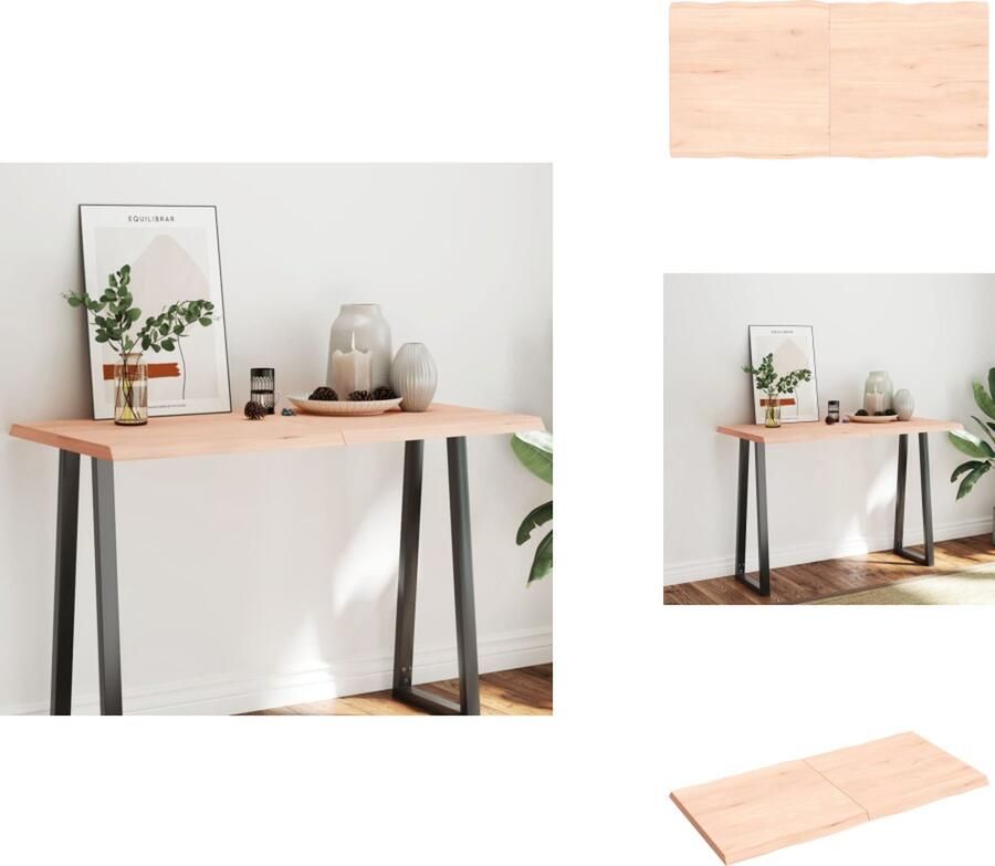 VidaXL Tafelblad Tafelbladen Plank Houten Tafelblad natuurlijke rand 120x60x(2-4) cm massief eikenhout - Foto 2