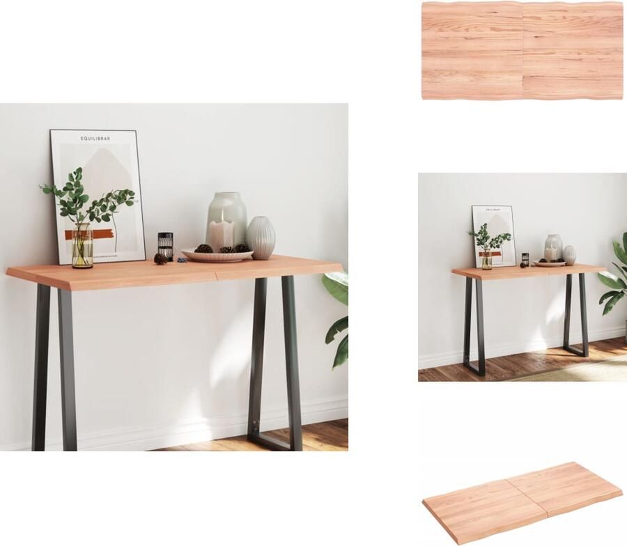 VidaXL Tafelblad Tafelbladen Plank Houten Tafelblad natuurlijke rand 120x60x(2-4)cm eikenhout lichtbruin - Foto 2