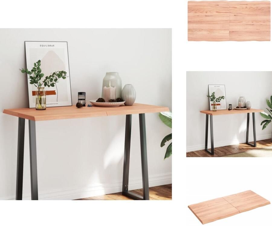 VidaXL Tafelblad Tafelbladen Plank Houten Tafelblad natuurlijke rand 120x60x(2-4)cm eikenhout lichtbruin