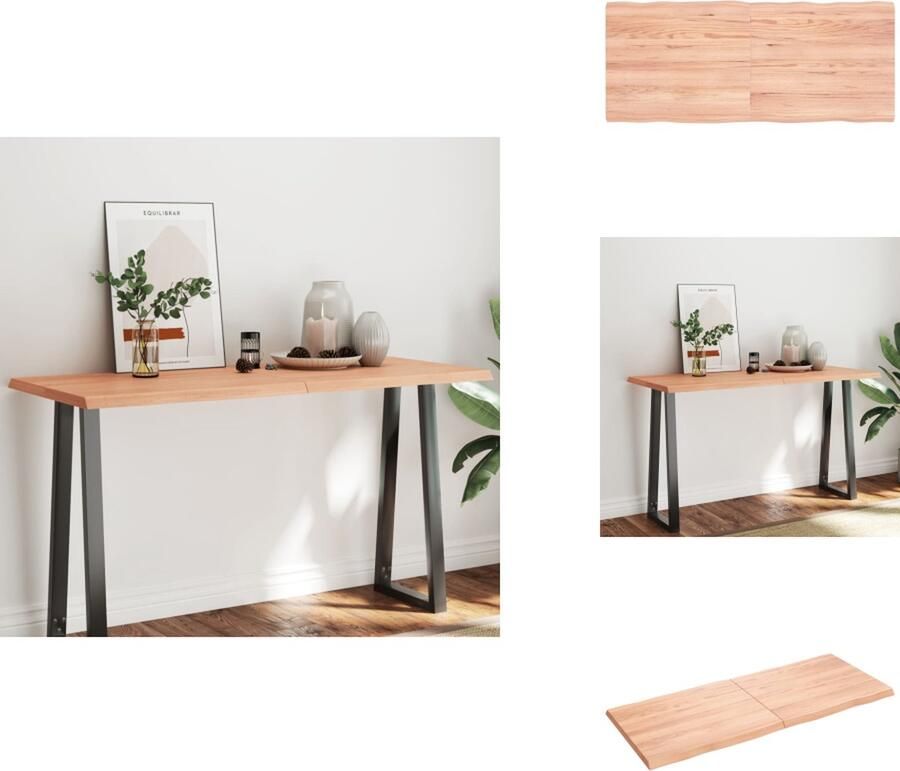 VidaXL Tafelblad Tafelbladen Plank Houten Tafelblad natuurlijke rand 140x60x(2-4) cm eikenhout lichtbruin