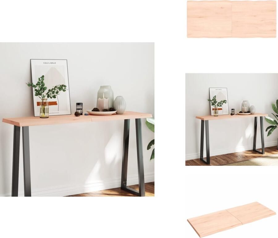 VidaXL Tafelblad Tafelbladen Plank Houten Tafelblad natuurlijke rand 140x60x(2-4) cm massief eikenhout