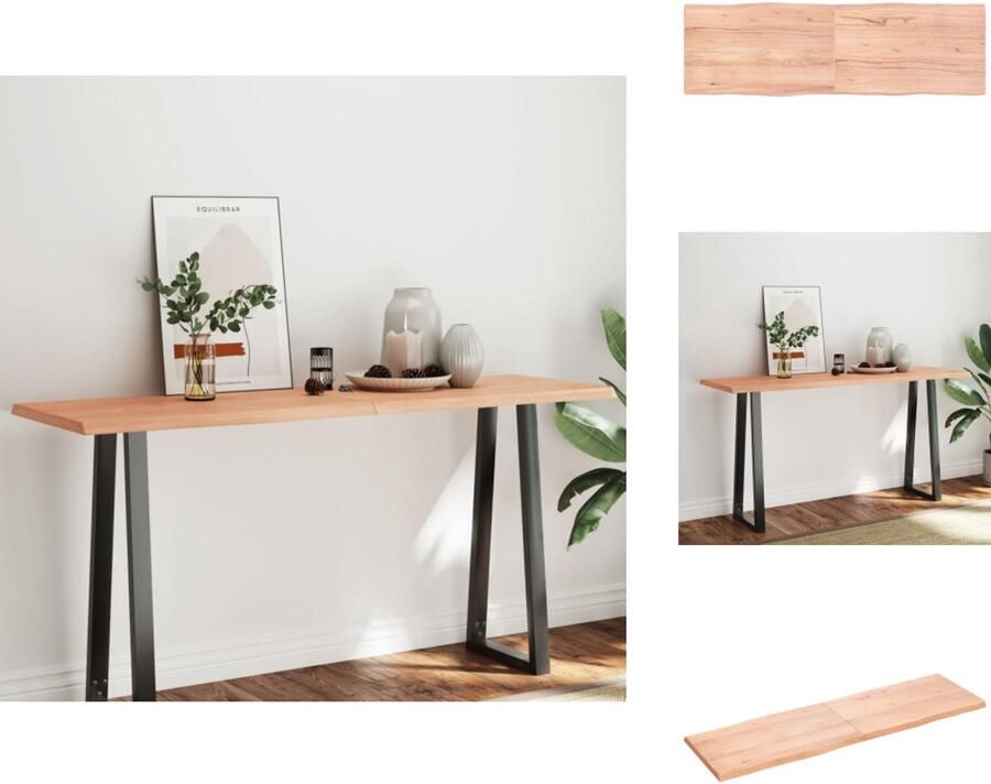 VidaXL Tafelblad Tafelbladen Plank Houten Tafelblad natuurlijke rand 160x50x(2-4) cm eikenhout lichtbruin