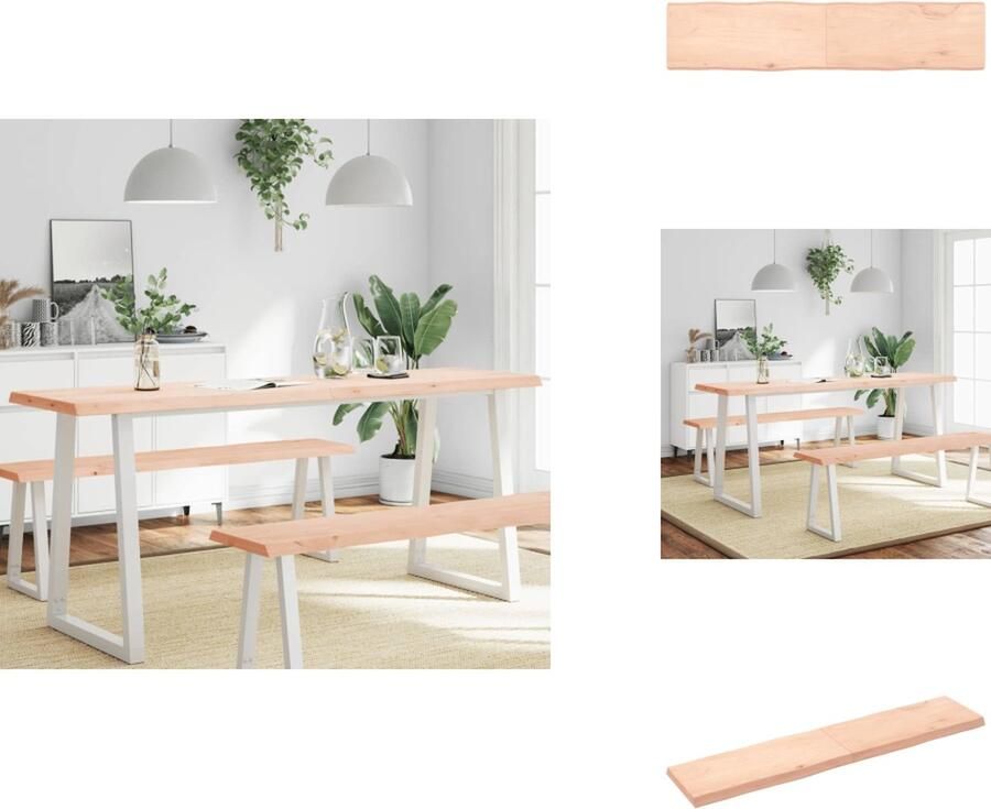 VidaXL Tafelblad massief eiken 180x40 cm Natuurlijke rand Tafelblad Eikenhouten Tafelblad Massief Eikenhout Natuurlijkt Tafelblad Vintage Tafelblad - Foto 2