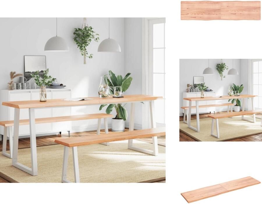 VidaXL Tafelblad Tafelbladen Plank Houten Tafelblad natuurlijke rand 200x50x(2-4) cm eikenhout lichtbruin