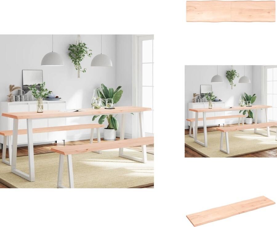 VidaXL Tafelblad Massief Eikenhout 200x50 cm Eikenhouten Tafelblad Vervangen Houten Tafelblad Vintage Tafelblad Handmade Tafelblad - Foto 2