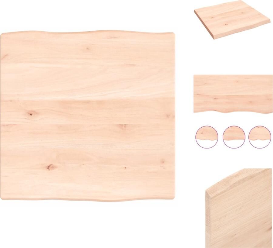 VidaXL Tafelblad Tafelbladen Plank Houten Tafelblad natuurlijke rand 40x40x2 cm massief eikenhout