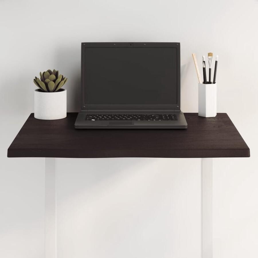 VidaXL Tafelblad Tafelbladen Plank Houten Tafelblad natuurlijke rand 60x50x2 cm eikenhout donkerbruin