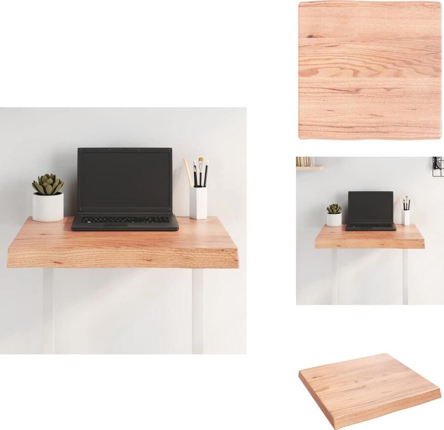 VidaXL Tafelblad Tafelbladen Plank Houten Tafelblad natuurlijke rand 60x60x(2-6) cm eikenhout lichtbruin