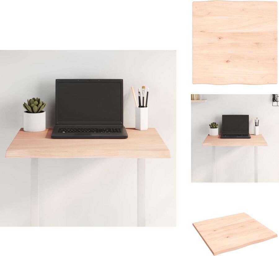 VidaXL Tafelblad Tafelbladen Plank Houten Tafelblad natuurlijke rand 60x60x2 cm massief eikenhout