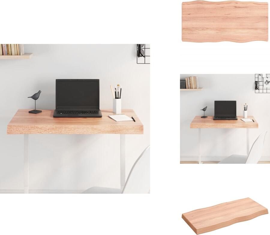 VidaXL Tafelblad Tafelbladen Plank Houten Tafelblad natuurlijke rand 80x40x(2-6) cm eikenhout lichtbruin