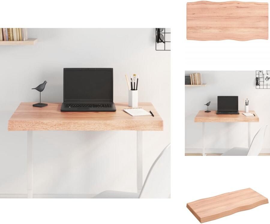 VidaXL Tafelblad Tafelbladen Plank Houten Tafelblad natuurlijke rand 80x40x(2-6) cm eikenhout lichtbruin - Foto 2