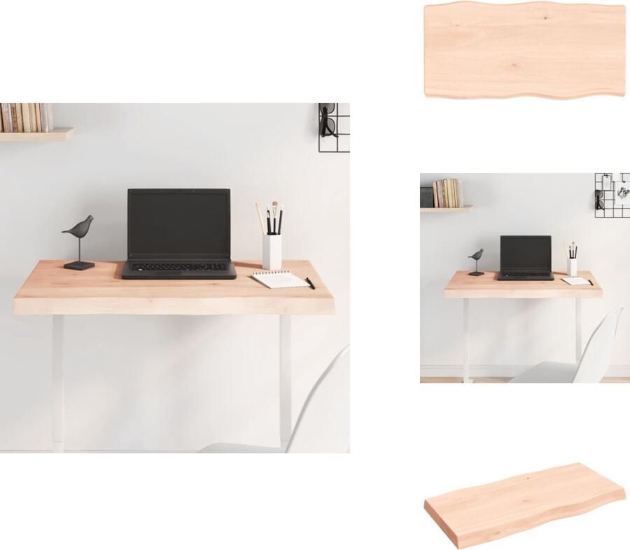 VidaXL Tafelblad Tafelbladen Plank Houten Tafelblad natuurlijke rand 80x40x(2-6) cm massief eikenhout