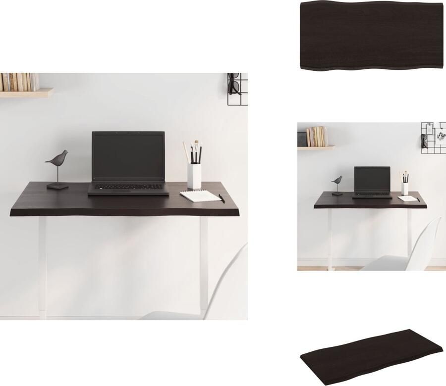 VidaXL Tafelblad Tafelbladen Plank Houten Tafelblad natuurlijke rand 80x40x2 cm eikenhout donkerbruin