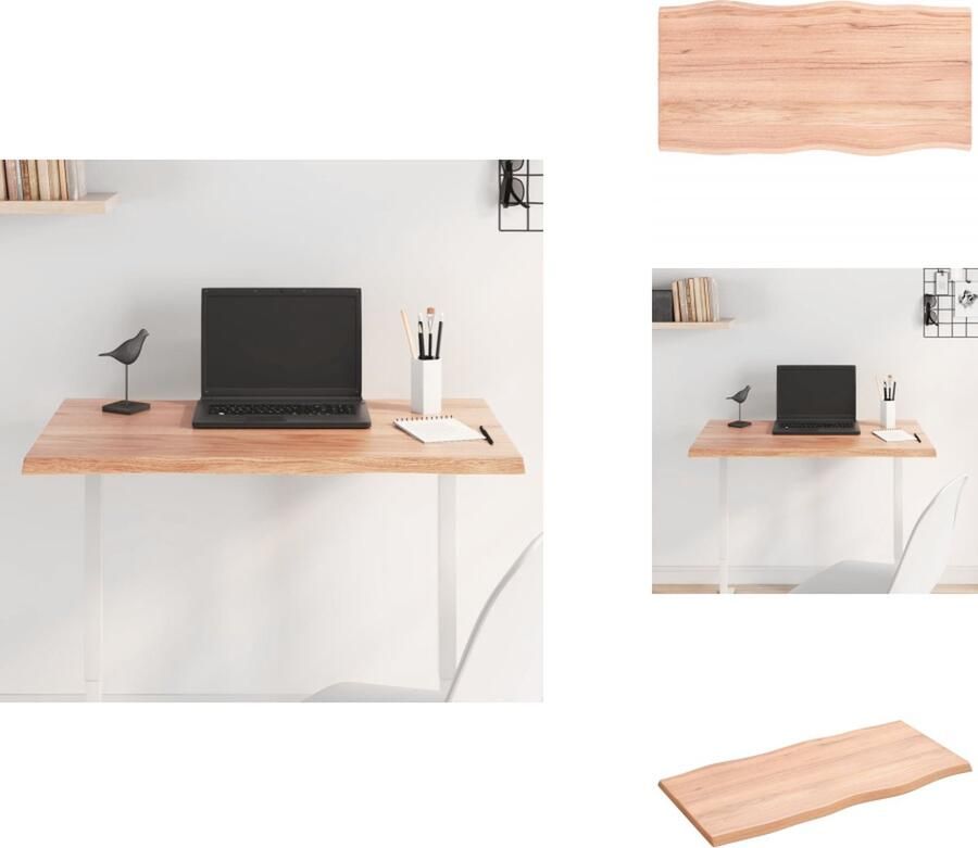 VidaXL Tafelblad Tafelbladen Plank Houten Tafelblad natuurlijke rand 80x40x2 cm eikenhout lichtbruin