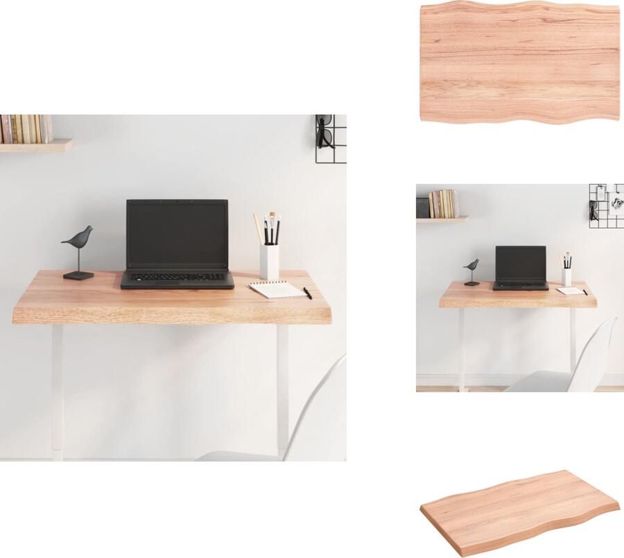 VidaXL Tafelblad Tafelbladen Plank Houten Tafelblad natuurlijke rand 80x50x(2-4) cm eikenhout lichtbruin