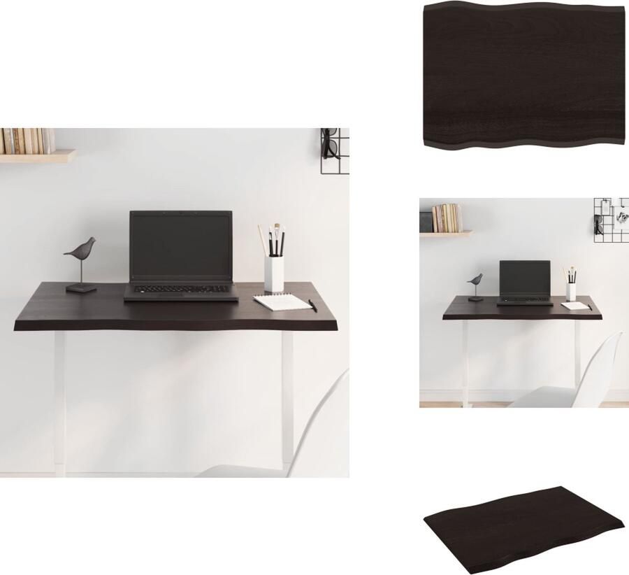 VidaXL Tafelblad Tafelbladen Plank Houten Tafelblad natuurlijke rand 80x60x2 cm eikenhout donkerbruin