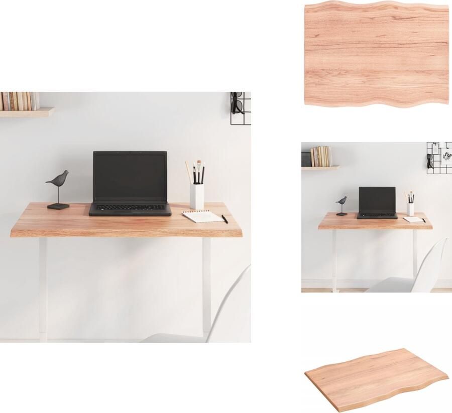 VidaXL Tafelblad Tafelbladen Plank Houten Tafelblad natuurlijke rand 80x60x2 cm eikenhout lichtbruin