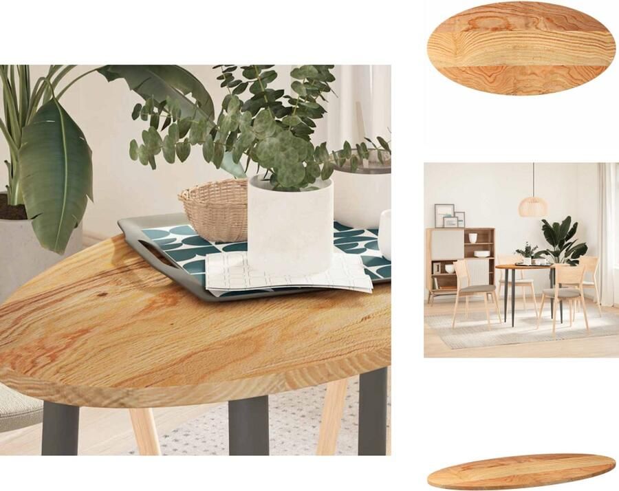 VidaXL Tafelblad Tafelbladen Salontafelblad Bijzettafelblad Tafelblad 100x50x2 cm ovaal massief eikenhout lichtbruin