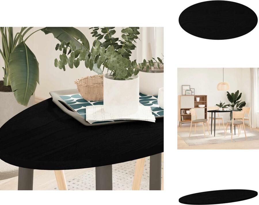 VidaXL Tafelblad Tafelbladen Salontafelblad Bijzettafelblad Tafelblad 100x50x2 cm ovaal massief eikenhout donkerbruin