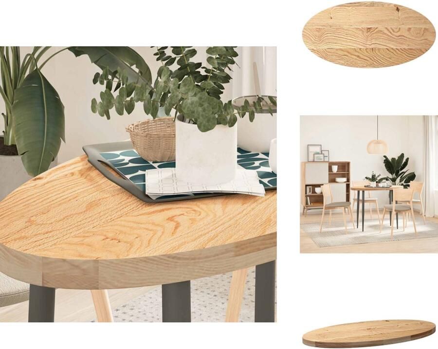 VidaXL Tafelblad Tafelbladen Salontafelblad Bijzettafelblad Tafelblad 100x50x4 cm ovaal massief eikenhout