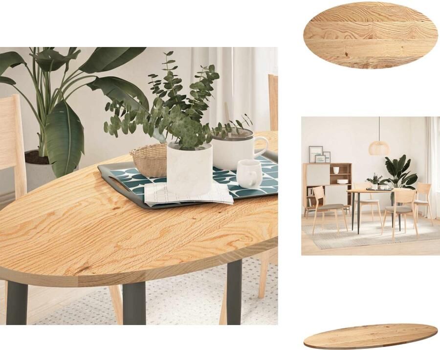 VidaXL Tafelblad Tafelbladen Salontafelblad Bijzettafelblad Tafelblad 120x60x2 cm ovaal massief eikenhout