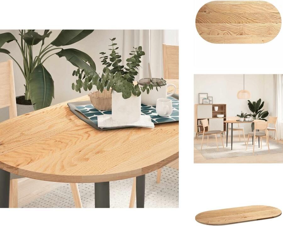 VidaXL Tafelblad Tafelbladen Salontafelblad Bijzettafelblad Tafelblad 120x60x2 cm ovaal massief eikenhout