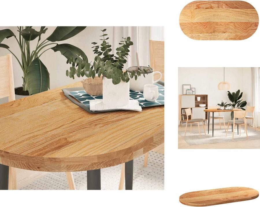 VidaXL Tafelblad Tafelbladen Salontafelblad Bijzettafelblad Tafelblad 120x60x4 cm ovaal massief eikenhout lichtbruin