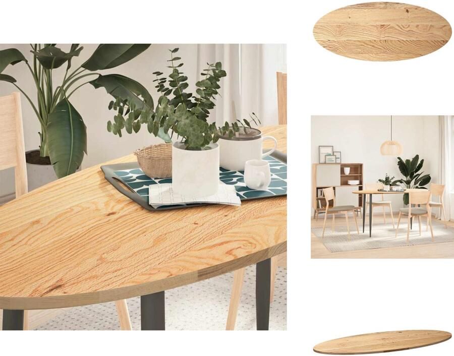 VidaXL Tafelblad Tafelbladen Salontafelblad Bijzettafelblad Tafelblad 140x60x2 cm ovaal massief eikenhout