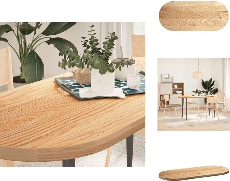 VidaXL Tafelblad Tafelbladen Salontafelblad Bijzettafelblad Tafelblad 140x60x4 cm ovaal massief eikenhout