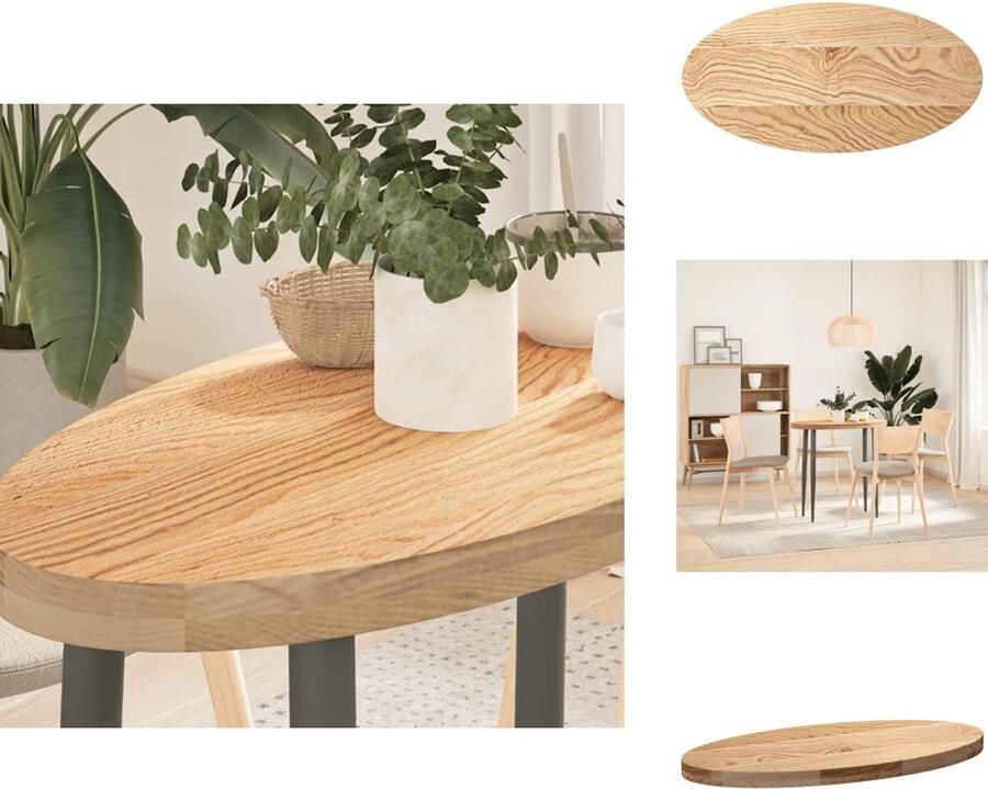 VidaXL Tafelblad Tafelbladen Salontafelblad Bijzettafelblad Tafelblad 80x40x4 cm ovaal massief eikenhout