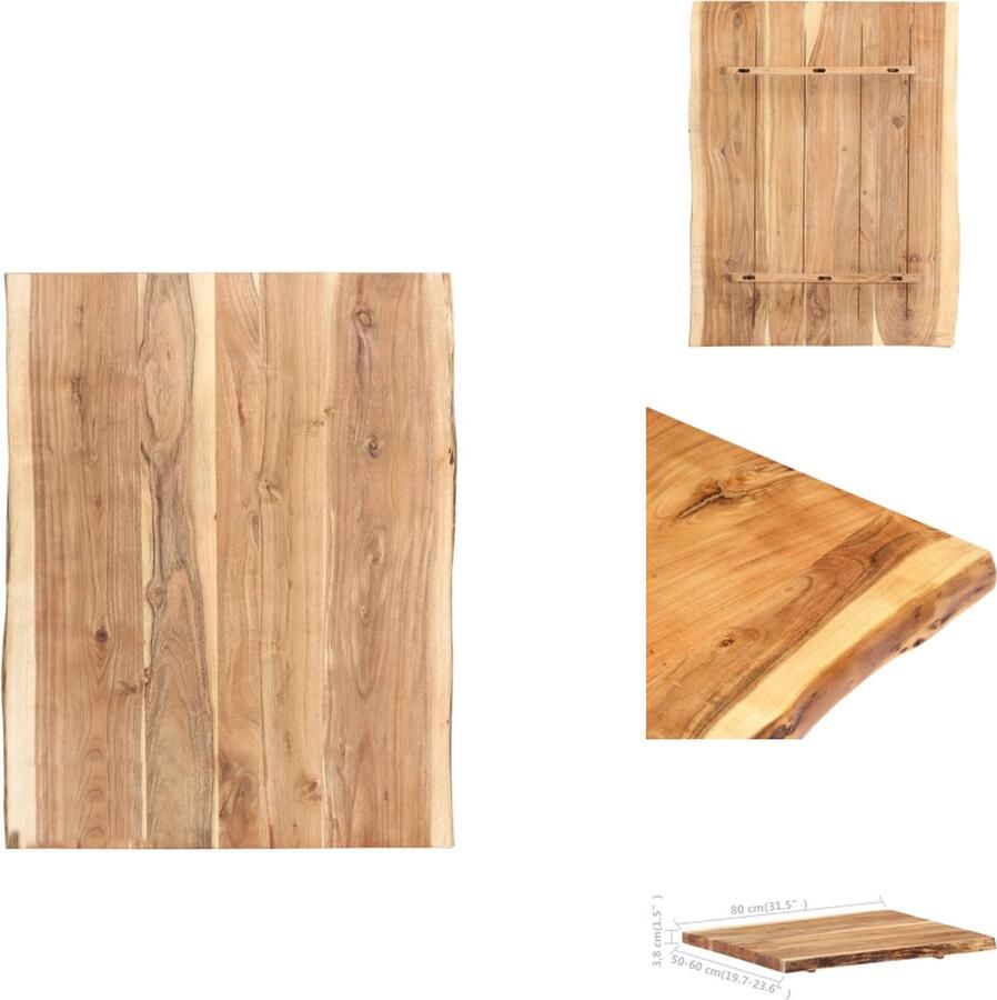 VidaXL Tafelblad Tafelbladen Tafel Blad Tafel Bladen Tafelblad 80x(50-60)x3 8 cm massief acaciahout