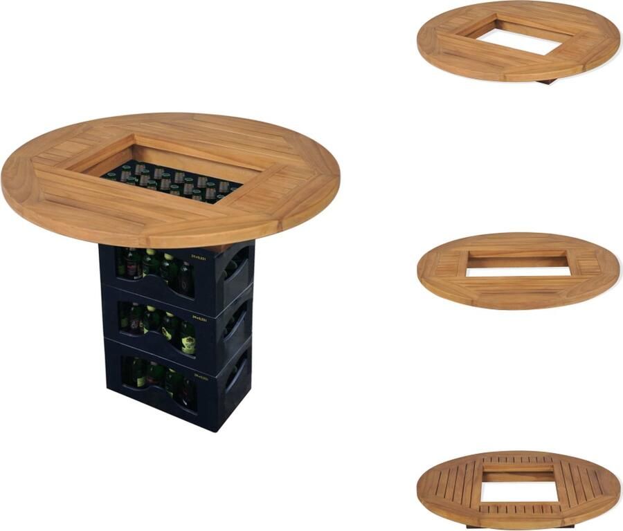 VidaXL Tafelblad Tafelbladen Tafel Blad Tafel Bladen Tafelblad voor bierkrat 70 cm teakhout - Foto 2