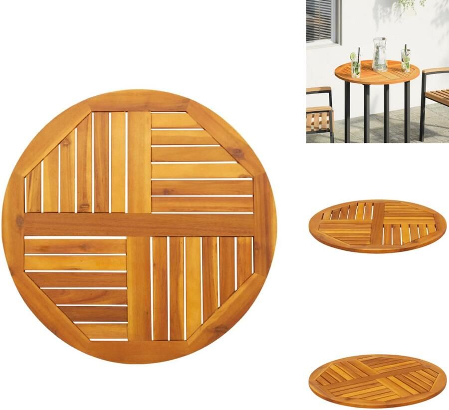 VidaXL Tafelblad Tafelbladen Tafelblad Vervangend Tafelblad rond Ø 70x2 cm massief acaciahout