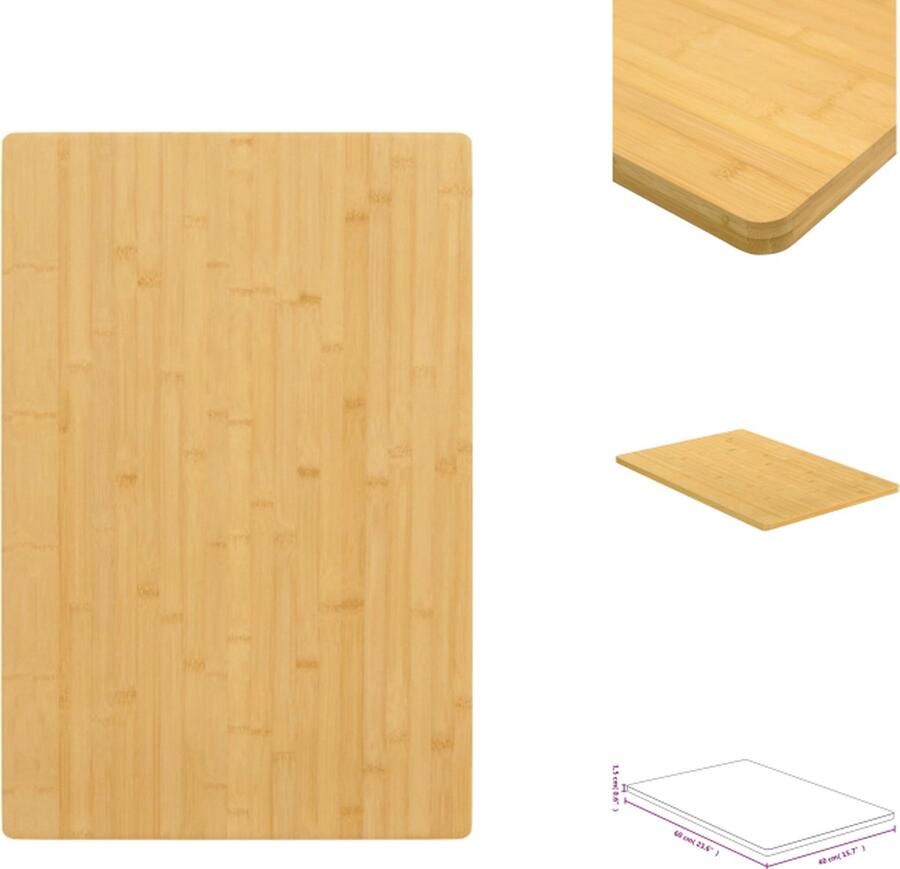 VidaXL Vervangend tafelblad Bamboe 40 x 60 x 1.5 cm Duurzaam veelzijdig Afgeronde randen Eenvoudig schoon te maken Tafelonderdeel