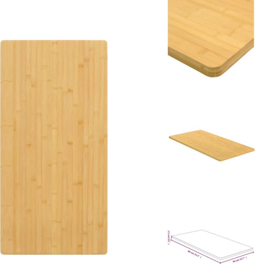 VidaXL Tafelblad Bamboe 40 x 80 x 1.5 cm Duurzaam en veelzijdig Afgeronde randen Makkelijk schoon te maken Tafelonderdeel