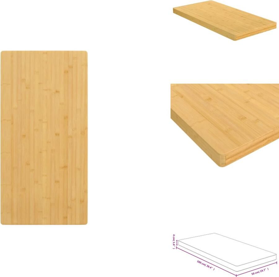 VidaXL Tafelblad Bamboe 50x100x4 cm Duurzaam materiaal veelzijdig en eenvoudig schoon te maken Tafelonderdeel