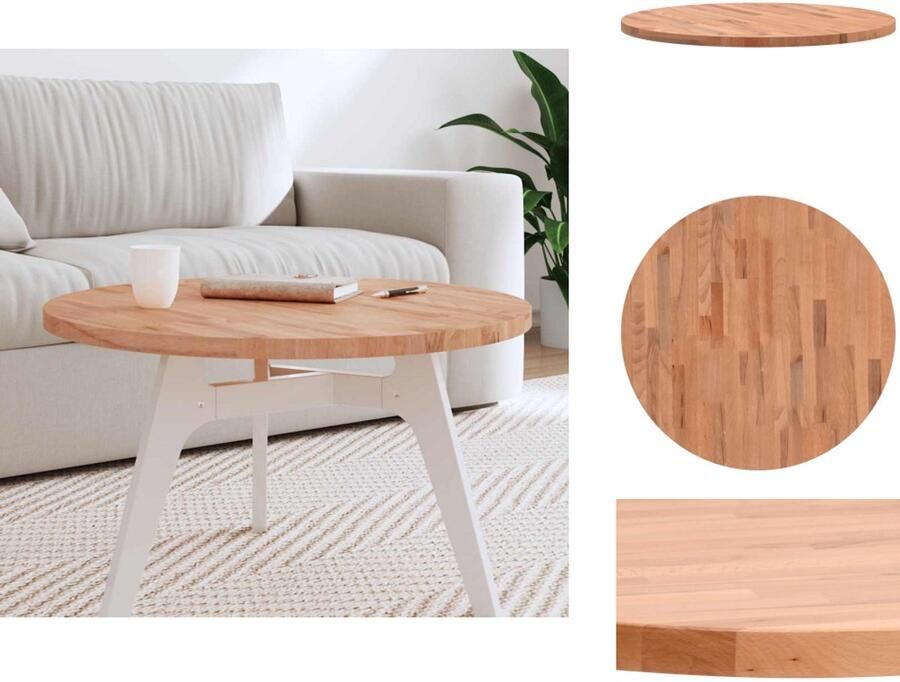 VidaXL Tafelblad Tafelbladen Vervangend Tafelblad Blad Tafelblad rond Ø70x2 5 cm massief beukenhout