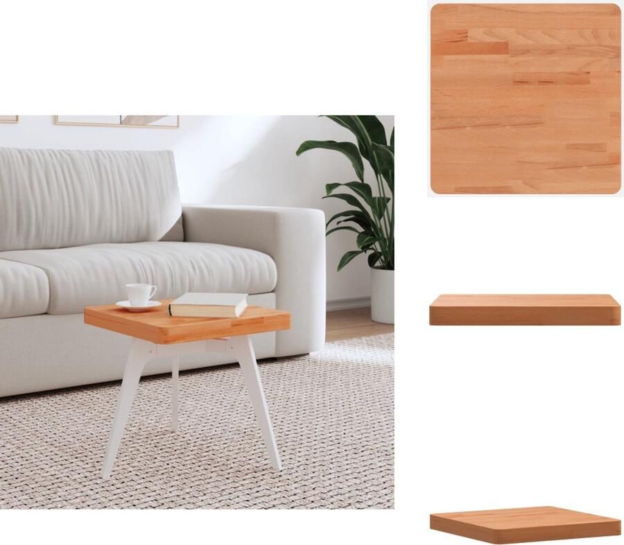 VidaXL Tafelblad Tafelbladen Vervangend Tafelblad Blad Tafelblad vierkant 40x40x4 cm massief beukenhout