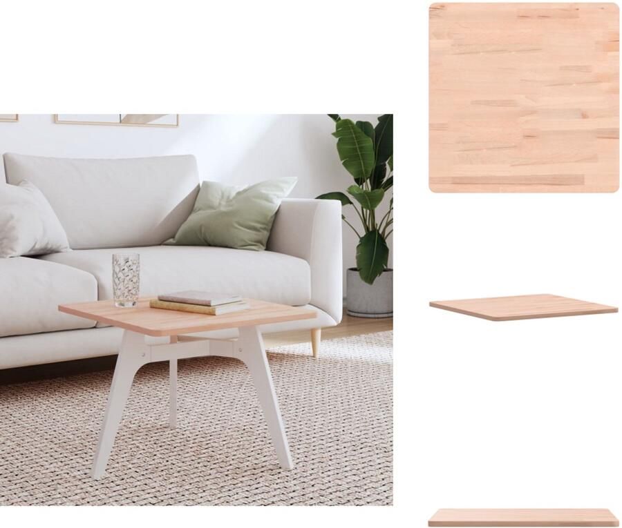 VidaXL Tafelblad Tafelbladen Vervangend Tafelblad Blad Tafelblad vierkant 50x50x1 5 cm massief beukenhout