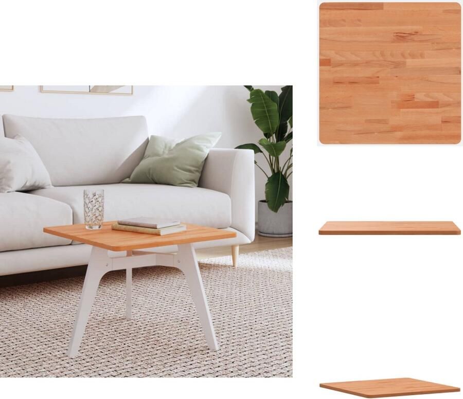 VidaXL Tafelblad Tafelbladen Vervangend Tafelblad Blad Tafelblad vierkant 50x50x1 5 cm massief beukenhout