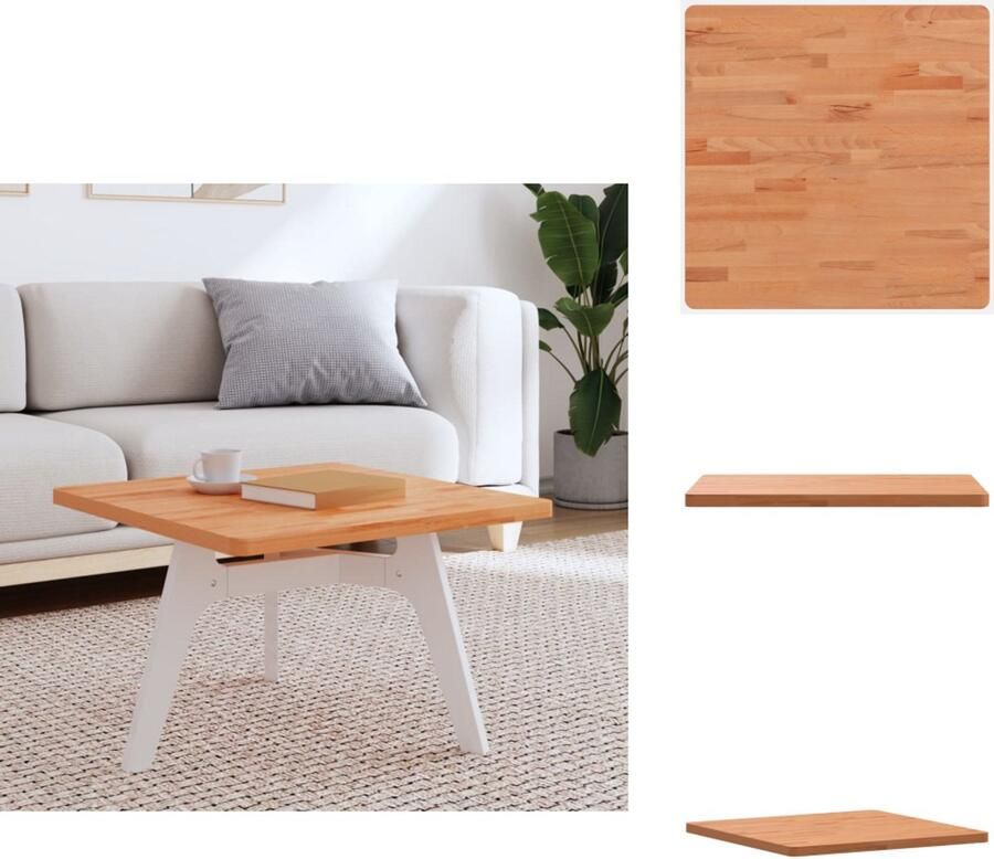 VidaXL Tafelblad Tafelbladen Vervangend Tafelblad Blad Tafelblad vierkant 60x60x2 5 cm massief beukenhout