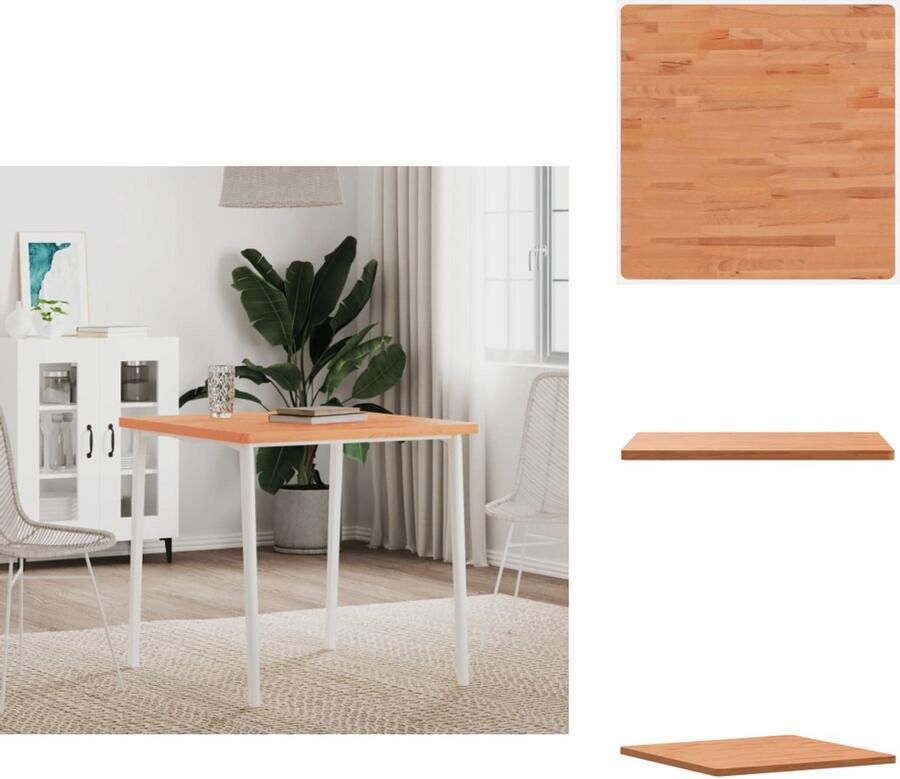 VidaXL Tafelblad Tafelbladen Vervangend Tafelblad Blad Tafelblad vierkant 70x70x2 5 cm massief beukenhout